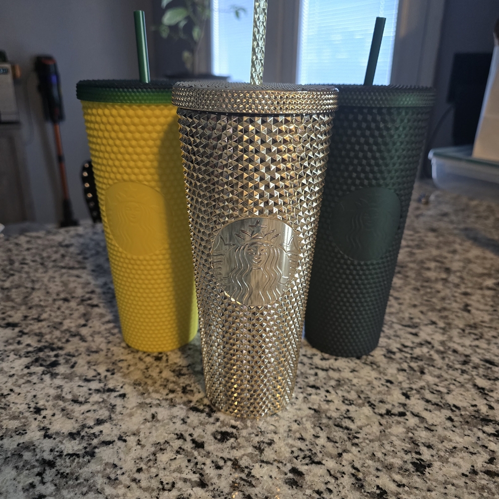 Starbucks Gold, Yellow, and Green Tumbler Set